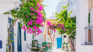 A charming Greek town in summer.